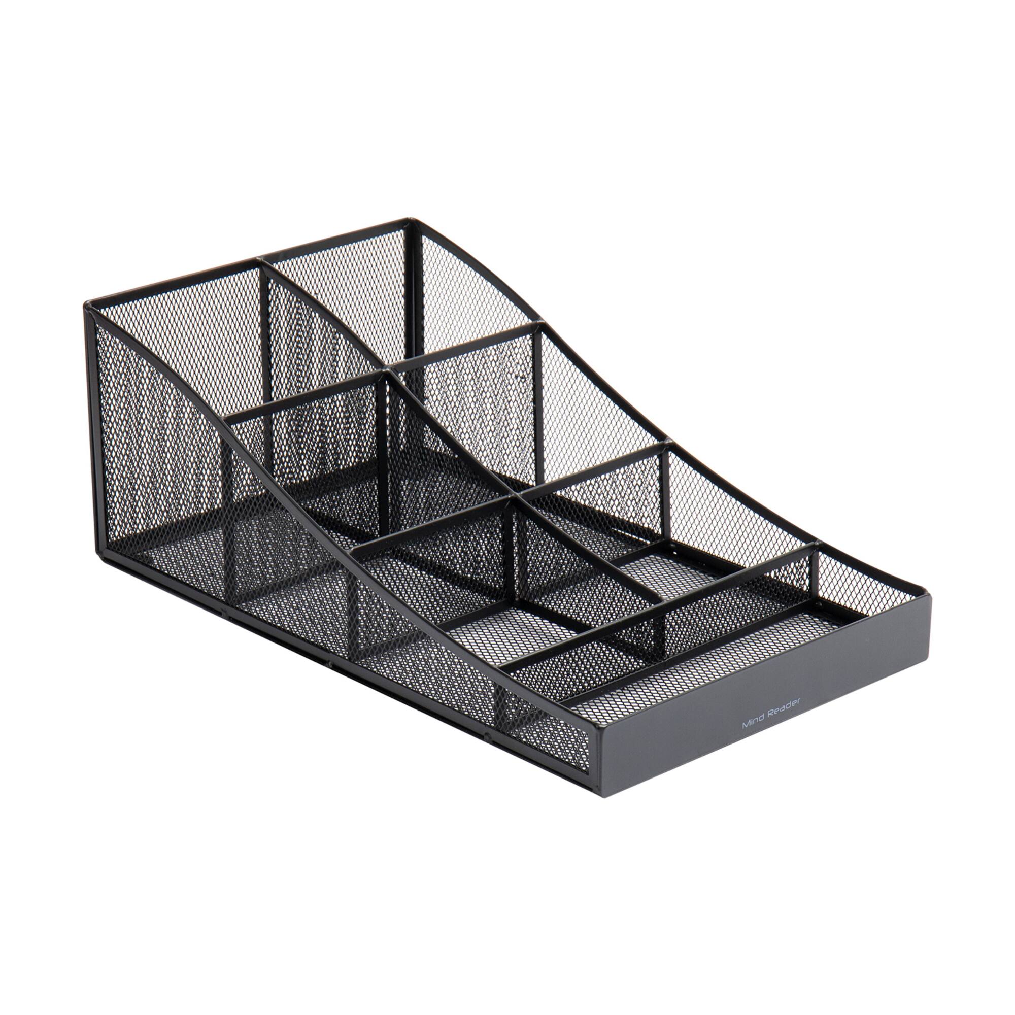 Mind Reader Black 7 Compartment Tea and Coffee Condiment Organizer